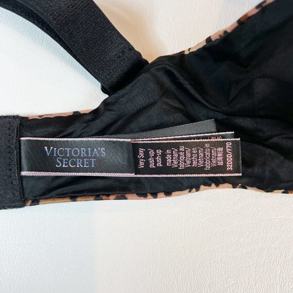 NWOT Victoria's Secret Bra 32DD Very Sexy Push-up Leopard Bling Straps Logo - Picture 9 of 10